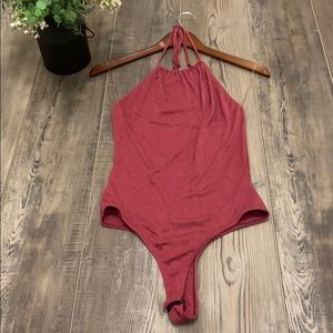 Burgundy Halter Bodysuit